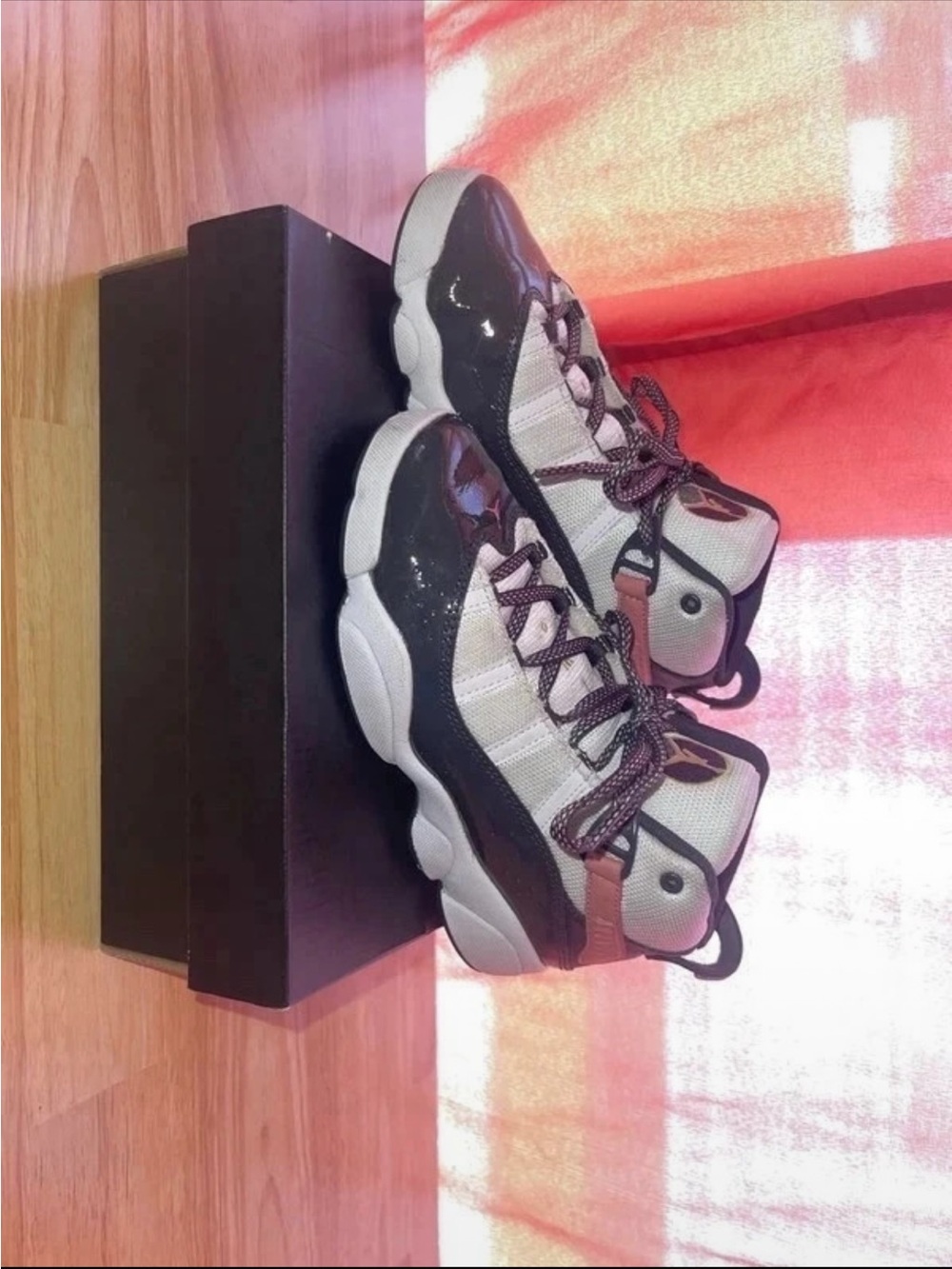 Jordan Kids Black and White Sneakers with Maroon Accents